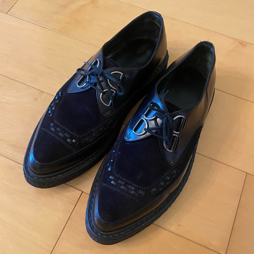 Saint Laurent Hedi Slimane Creeper Derby Black Leather Suede Shoes